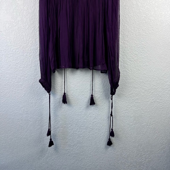 Free people retro femme purple sheer tassle boho top - Picture 5 of 13